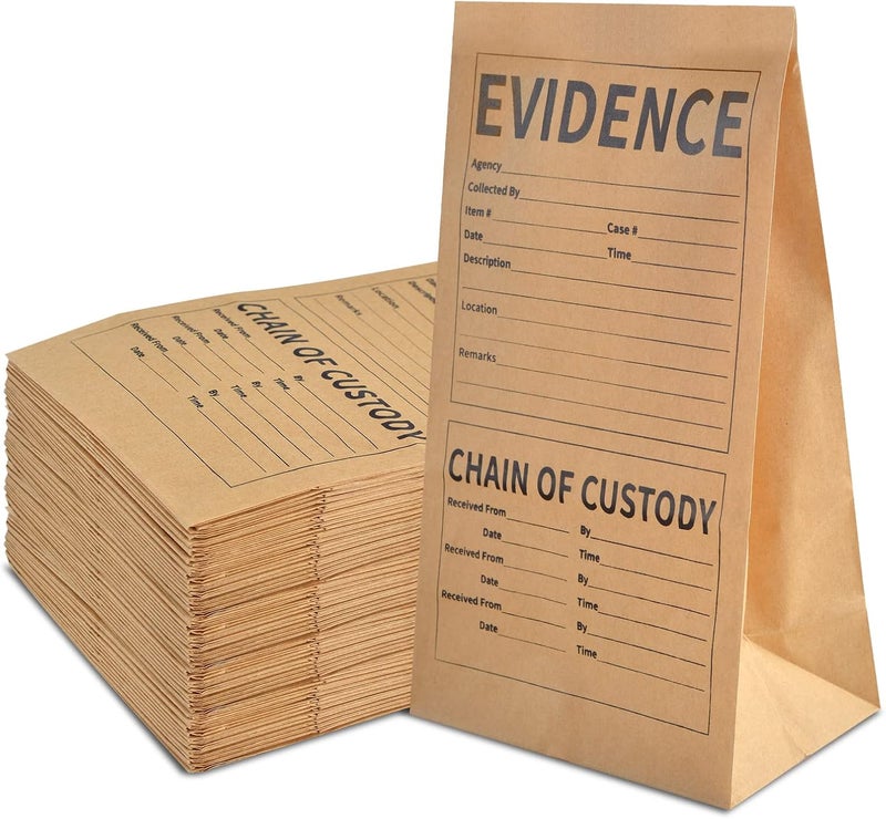 WANGDEFA 25 Pack Paper Evidence Bags 9.45 * 5 * 3 inch Crime Scene Paper Evidence Bag for Receipts (25) - Image 1
